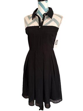 The Apricity Black | Chiffon Halter Collar Dress